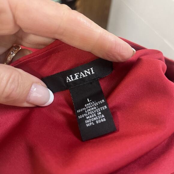 Alfani Blouse Tunic size Large Red Sheer Silver Studs Wedding Cocktail Evening - Picture 8 of 8